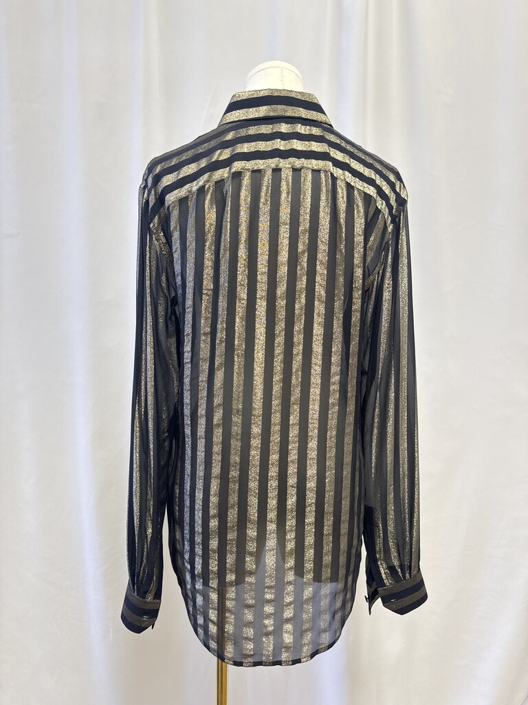 Saint Laurent Gold and Black Striped Button Up NWT