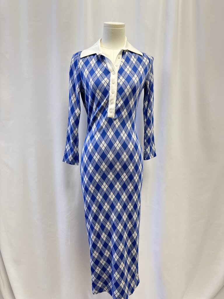 Smythe Blue Argyle Knit Dress
