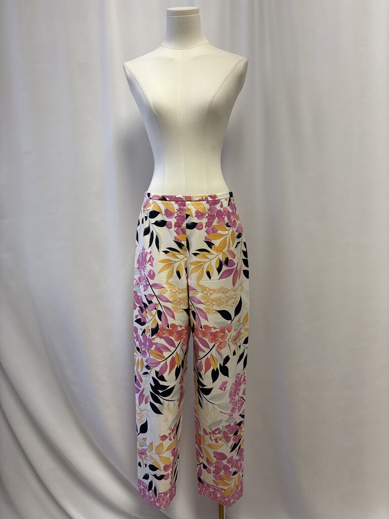 Oscar de la Renta White Floral Pant