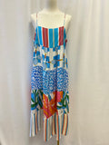 La Prestic Ouiston Blue Tennis Racquet Patterned Silk Sundress