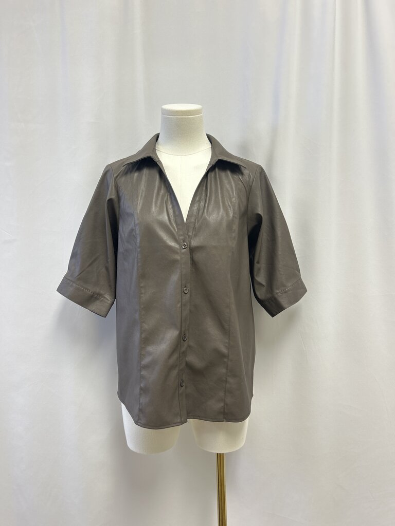 Brochu Walker Taupe Faux Leather Top