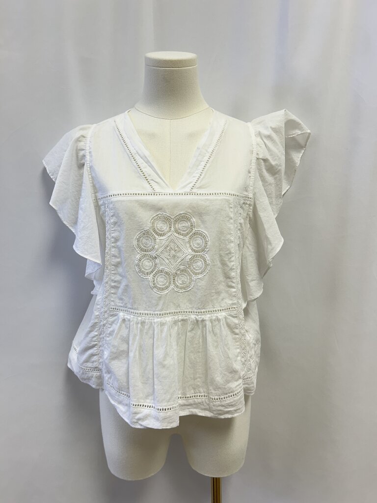 Xirena White Embroidered Top