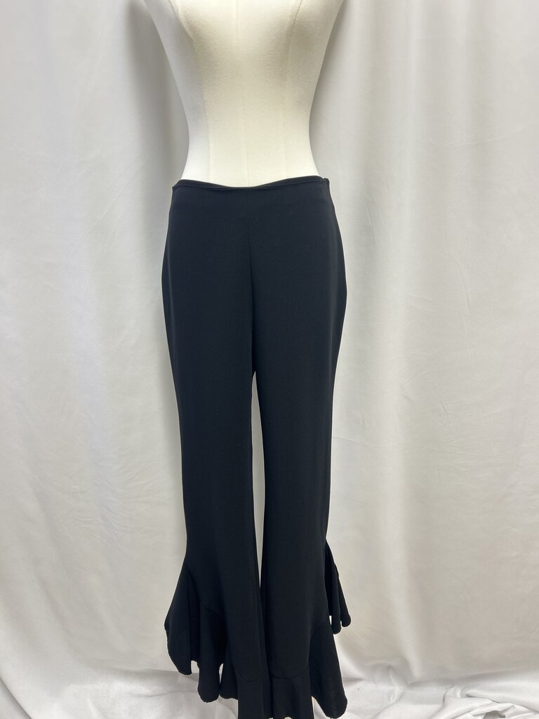 Cinq a Sept Black Wide Leg Ruffle Botttom Pant