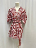 Farm Rio Mraoon Paisley Puff Sleeve Romper