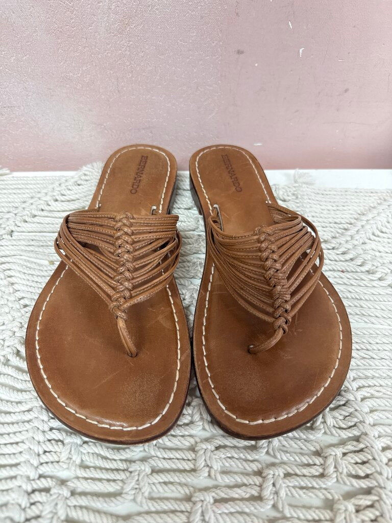 Bernardo Tan Woven Thong Sandal