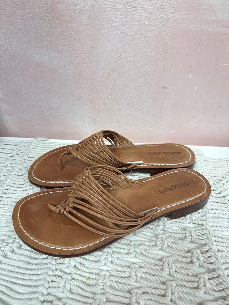 Bernardo Tan Woven Thong Sandal