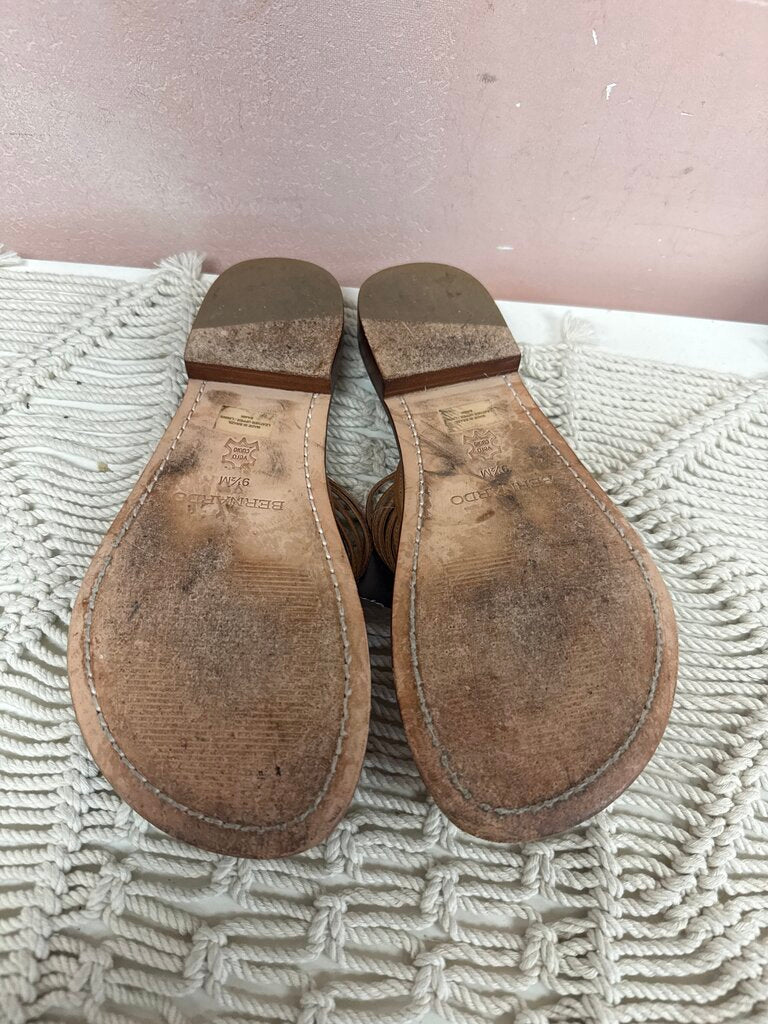Bernardo Tan Woven Thong Sandal