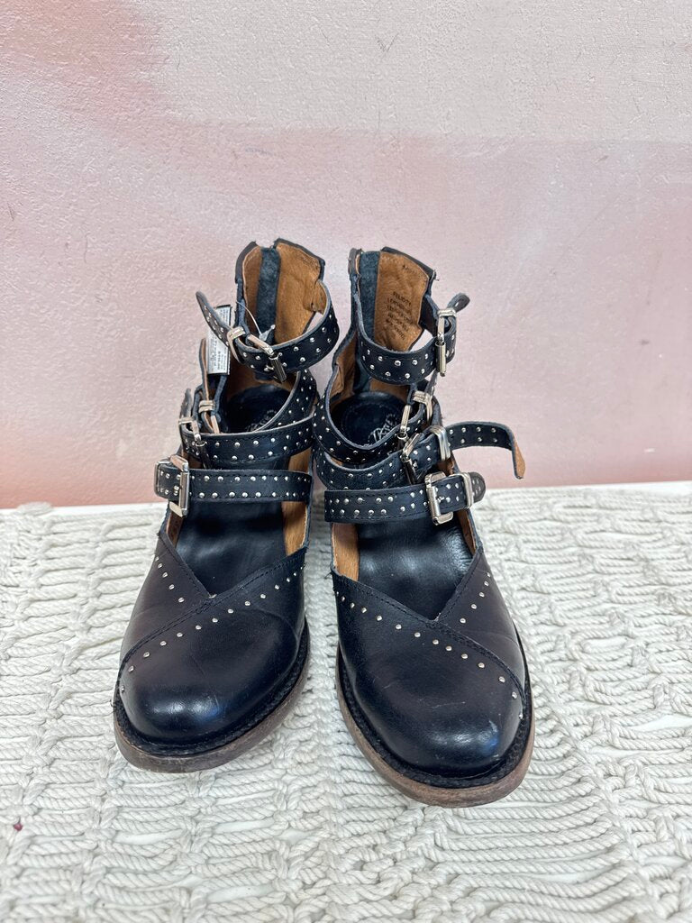 Freebird Black Studded Block Heel