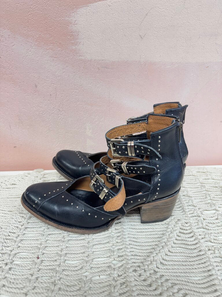 Freebird Black Studded Block Heel
