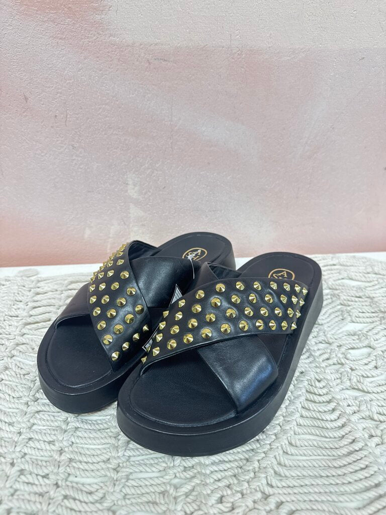 Ash Black Studded Slide