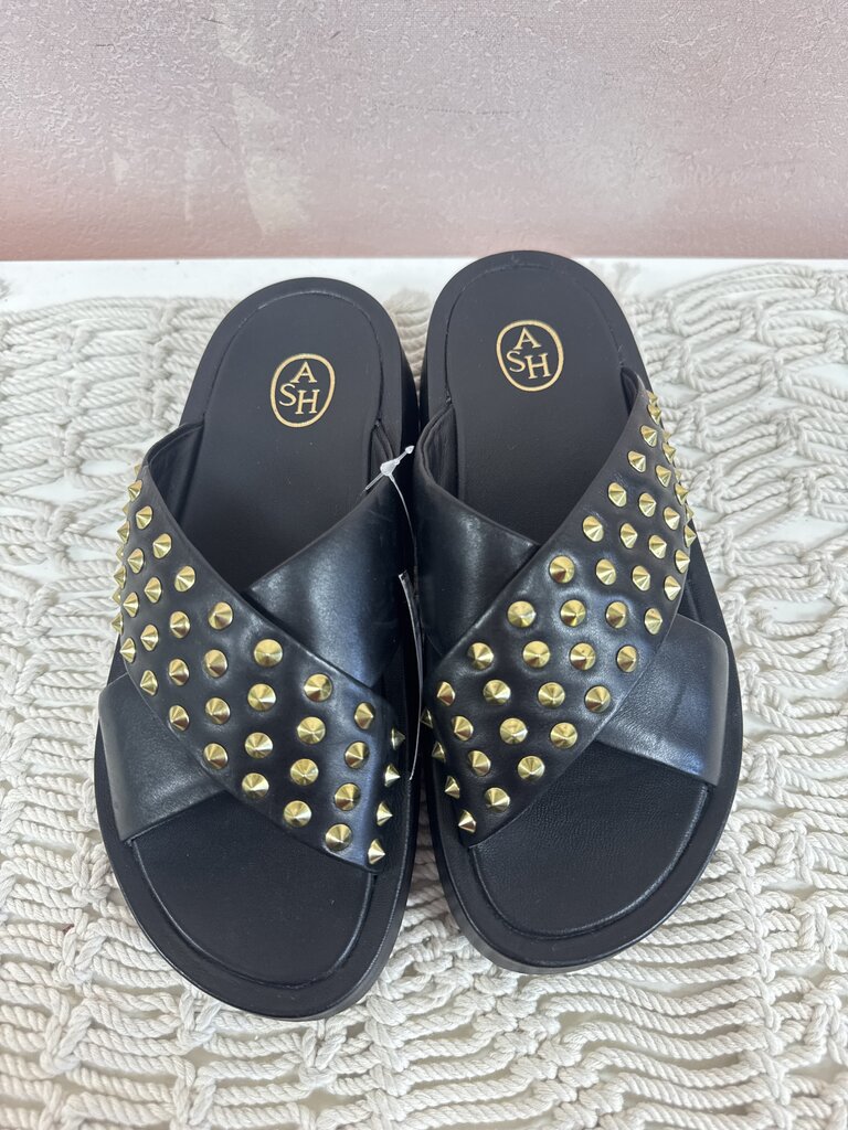 Ash Black Studded Slide