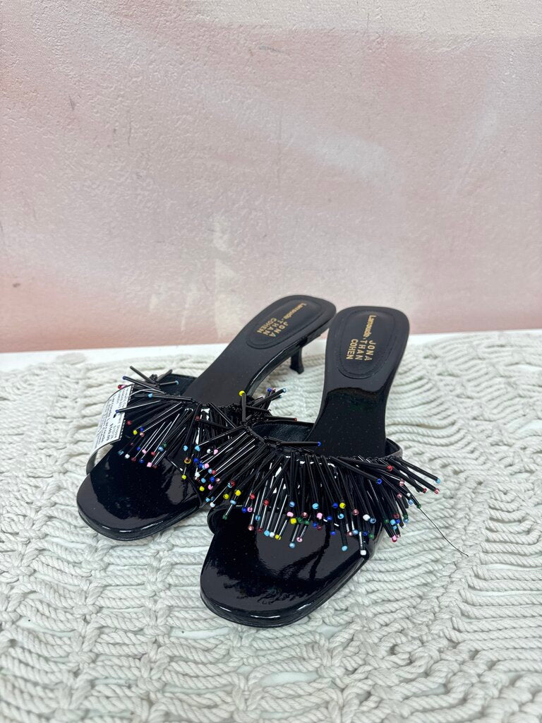 Larroude x Jonathan Cohen Black Fringe Sandal
