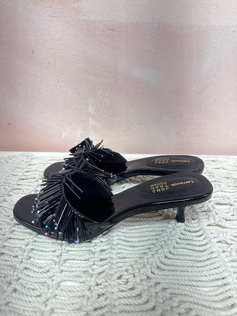 Larroude x Jonathan Cohen Black Fringe Sandal