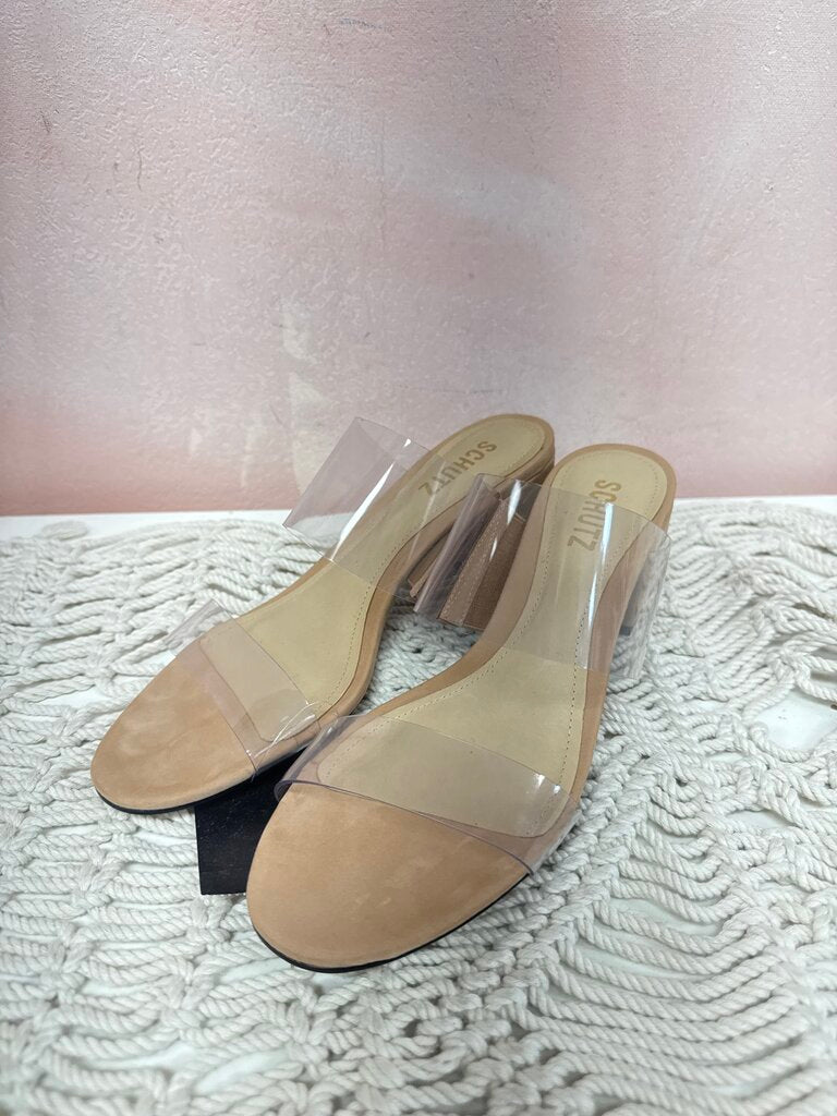 Schutz Clear Block Heel Sandal