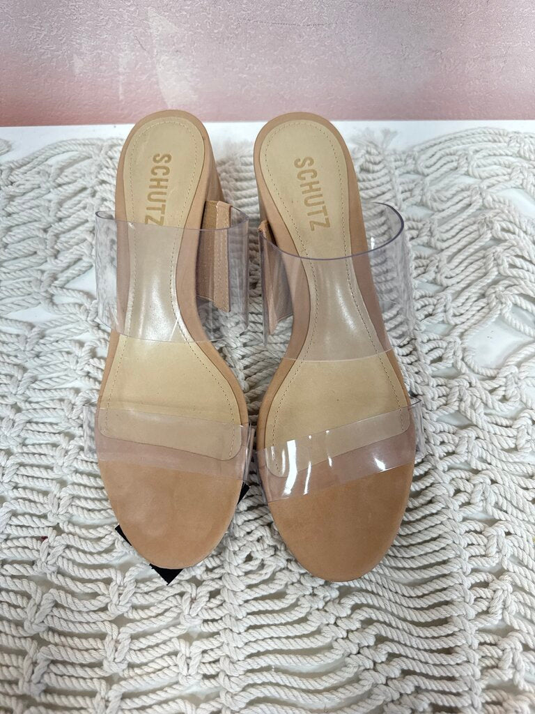 Schutz Clear Block Heel Sandal