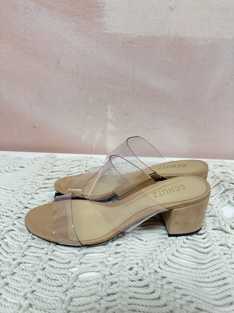 Schutz Clear Block Heel Sandal