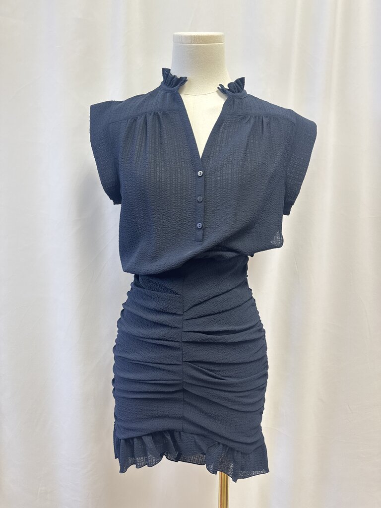 ba&sh Blue Ruched Dress NWT