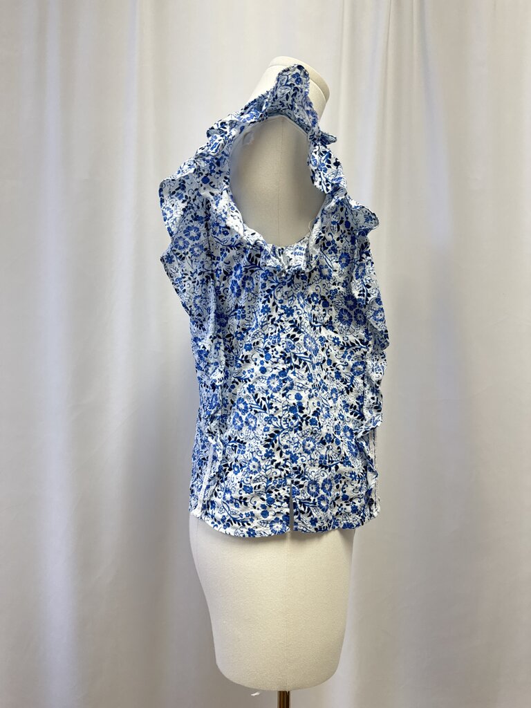 Veronica Beard Blue Floral and Lace Top