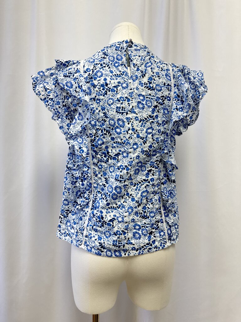 Veronica Beard Blue Floral and Lace Top