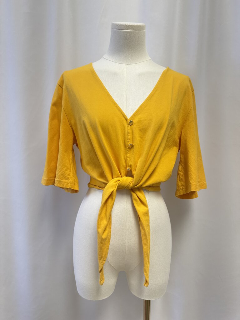 Sandro Yellow Tie Front Top