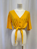 Sandro Yellow Tie Front Top