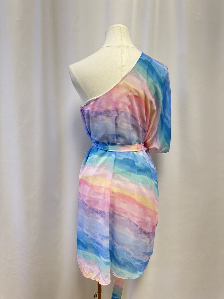Mumu Pastel One Shoulder Belted Dress