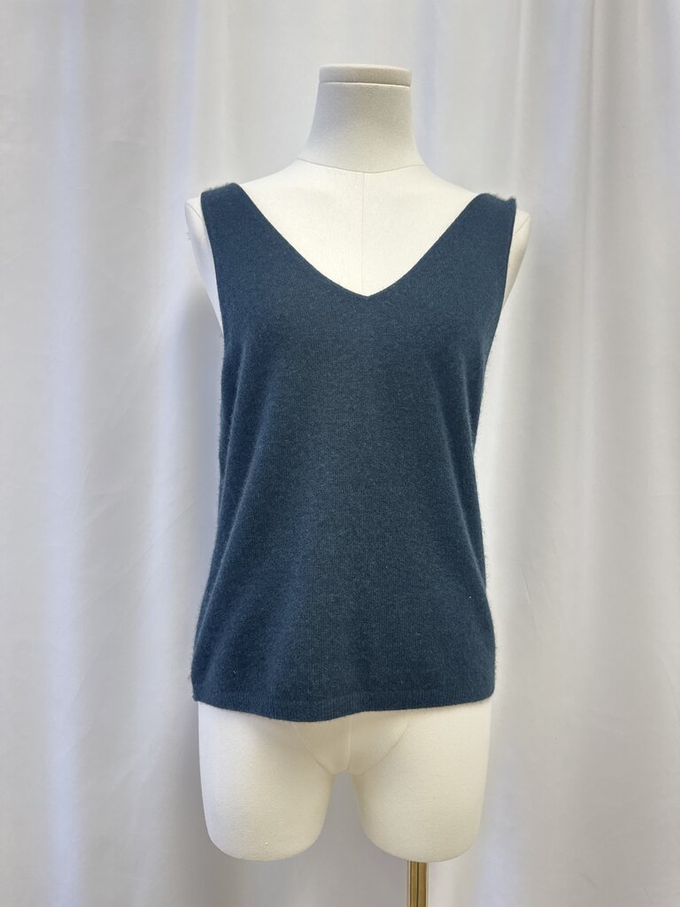 White + Warren Teal Marled Cashmere Tank