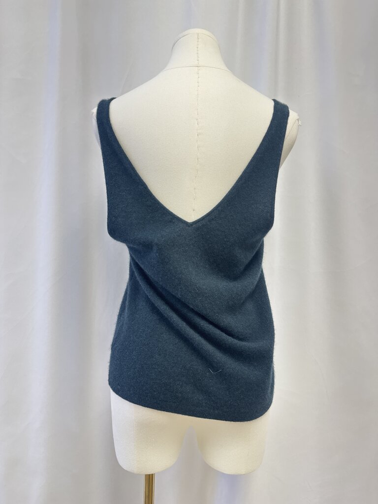 White + Warren Teal Marled Cashmere Tank