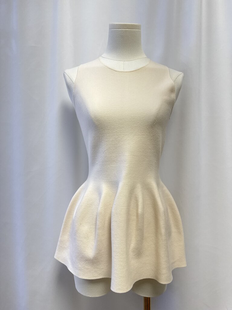 Theory Ecru Knit Peplum Top