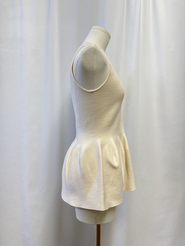Theory Ecru Knit Peplum Top