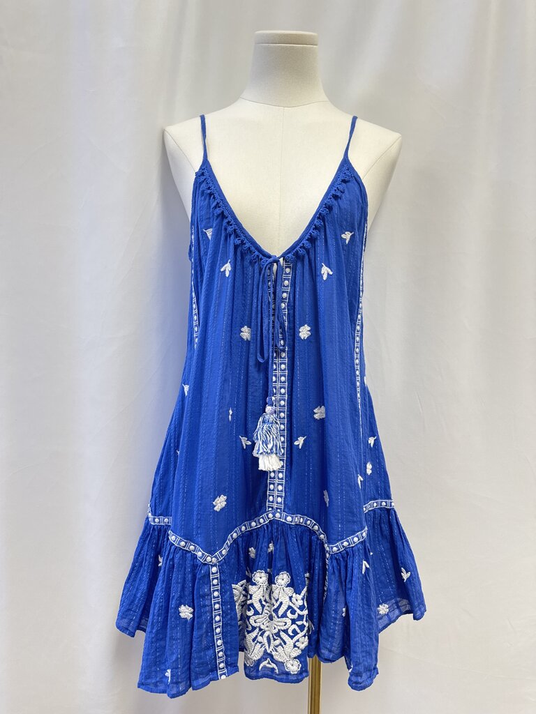 Ramy Brook Blue Embroidered Mini Dress