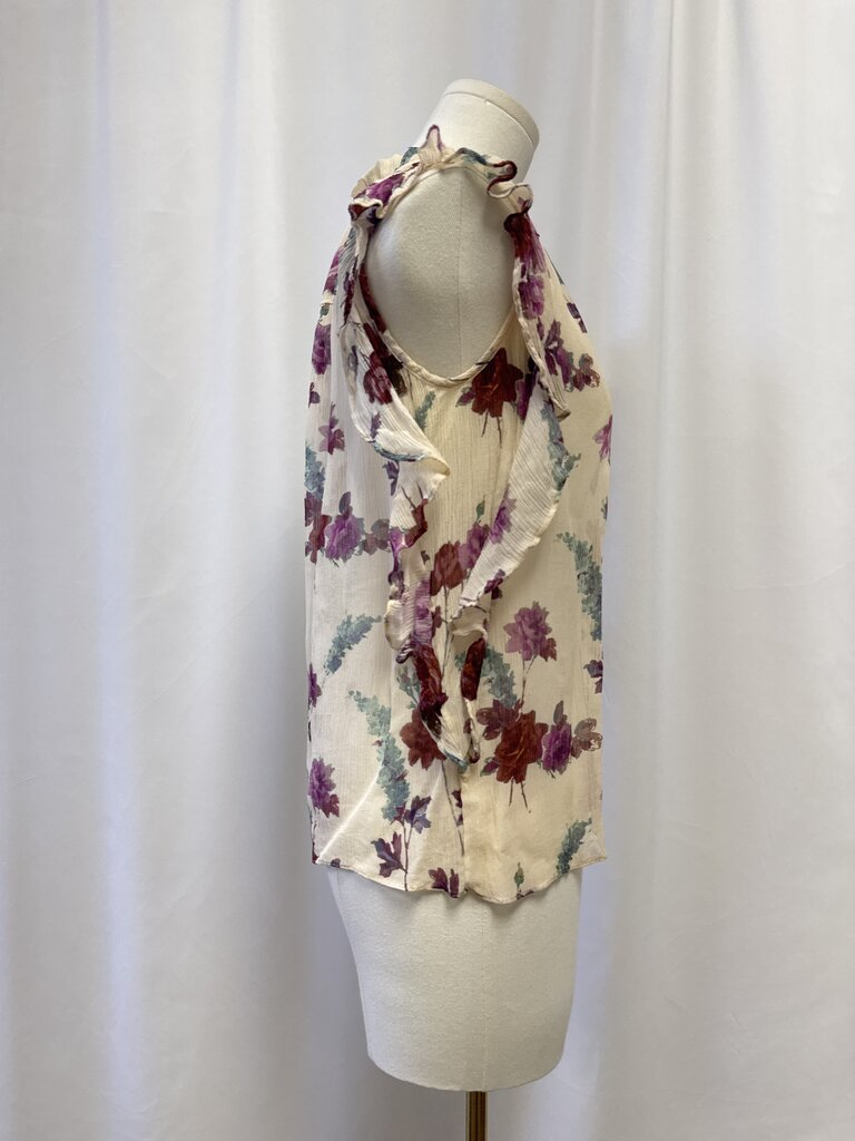 Paige Beige Floral Ruffle Top