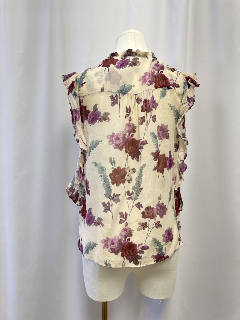 Paige Beige Floral Ruffle Top
