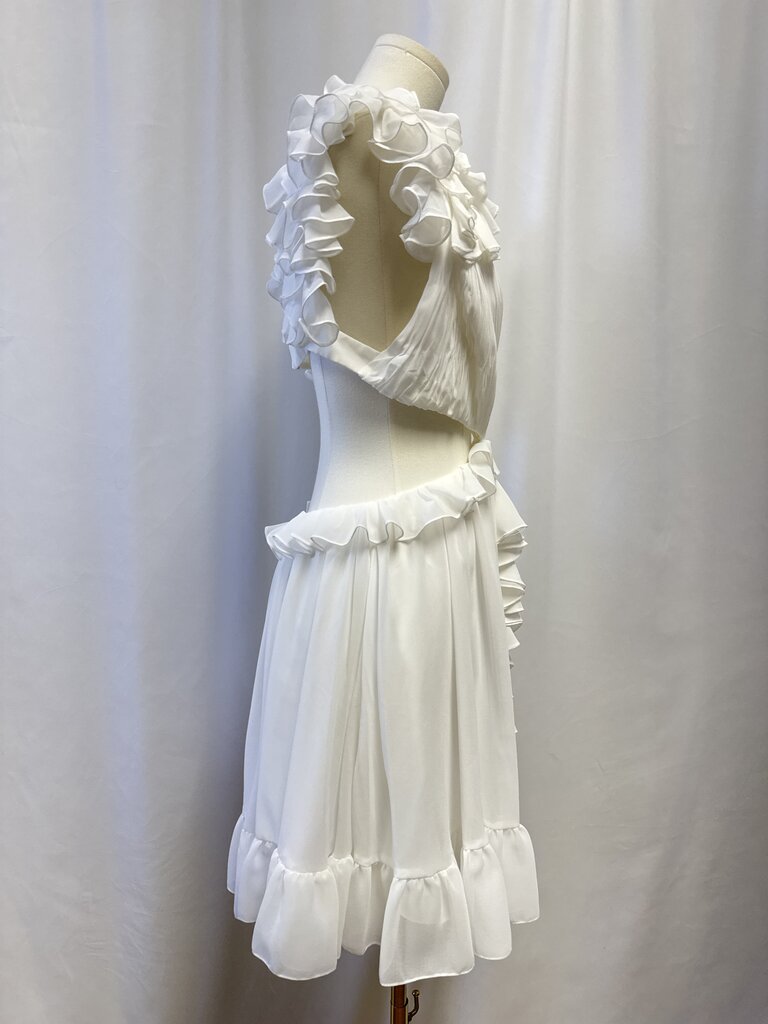 Ieena for MacDuggal White Ruffle Mini Dress