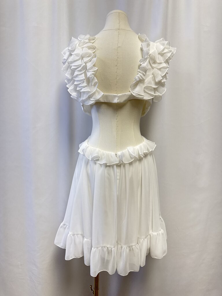 Ieena for MacDuggal White Ruffle Mini Dress