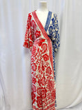 Farm Rio Red White and Blue Floral Wrap Dress