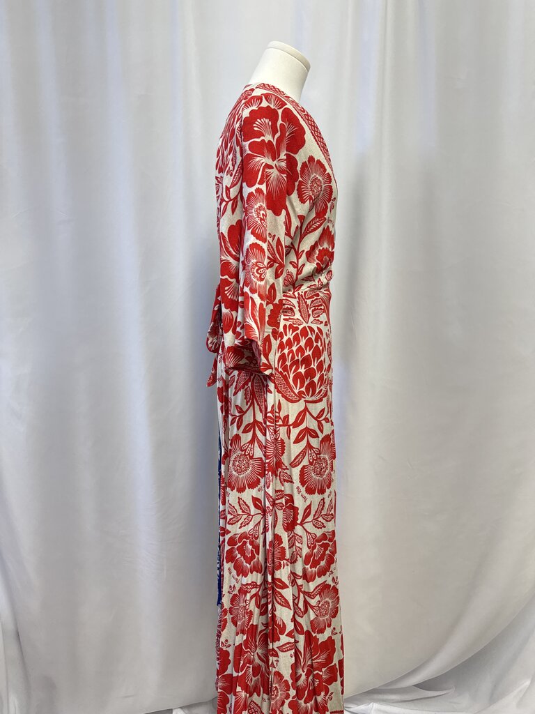 Farm Rio Red White and Blue Floral Wrap Dress