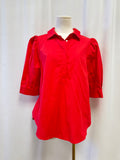 Maeve Red Puff Sleeve Button Up