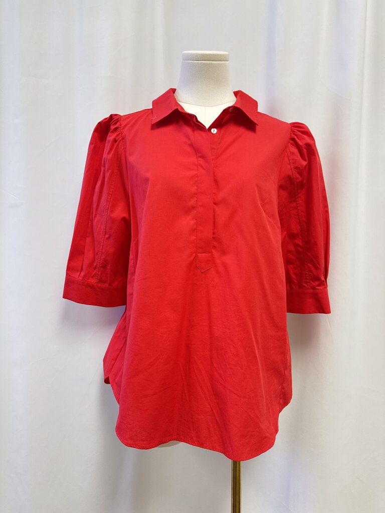 Maeve Red Puff Sleeve Button Up
