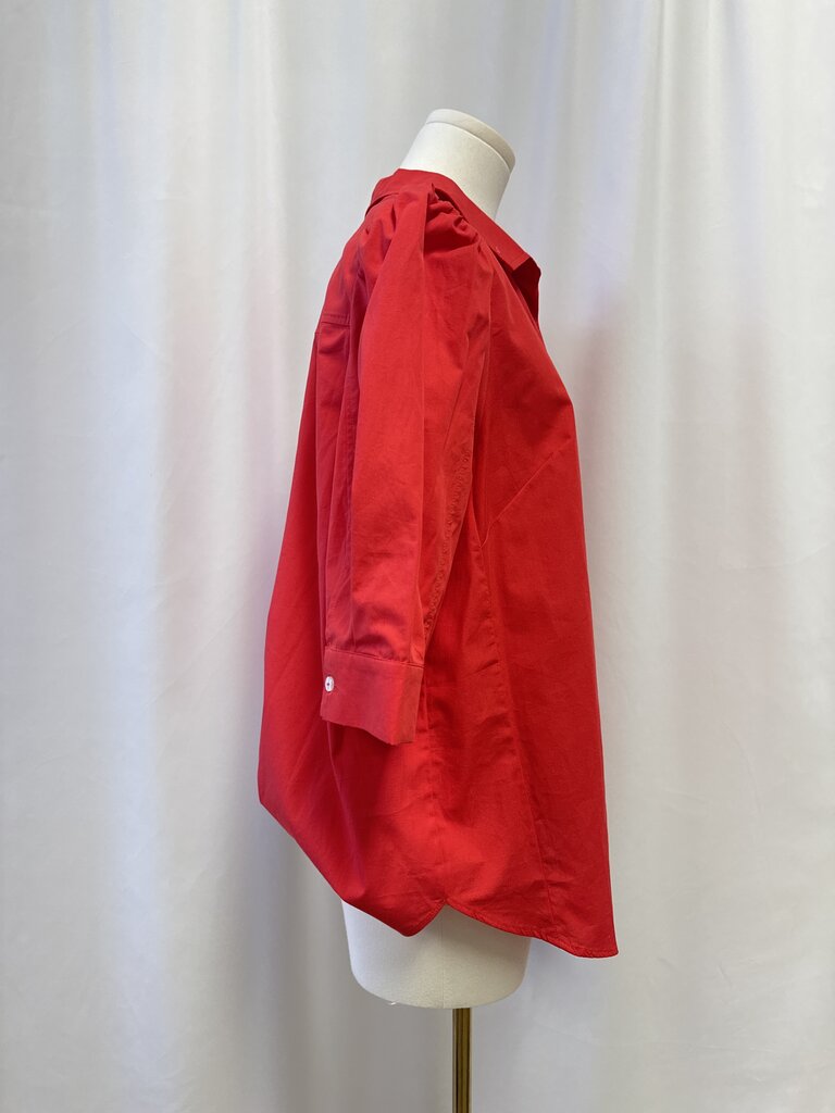 Maeve Red Puff Sleeve Button Up