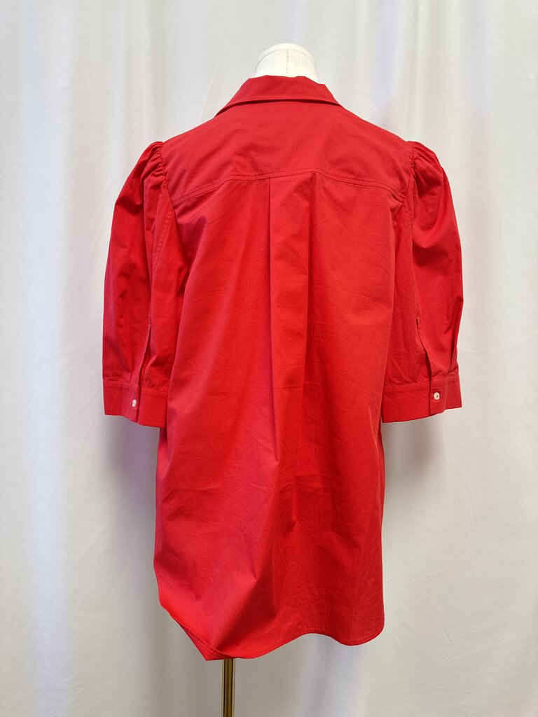 Maeve Red Puff Sleeve Button Up