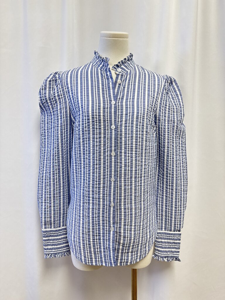 Veronica Beard Blue Striped Button Up