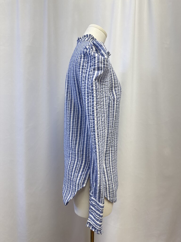 Veronica Beard Blue Striped Button Up