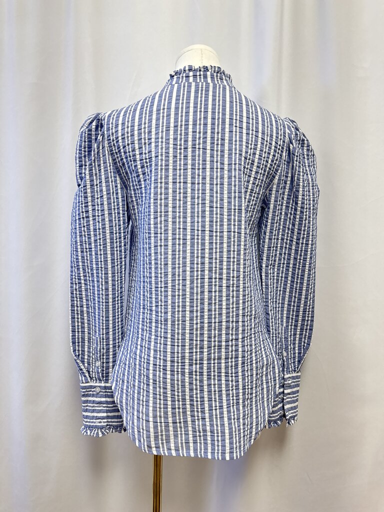 Veronica Beard Blue Striped Button Up
