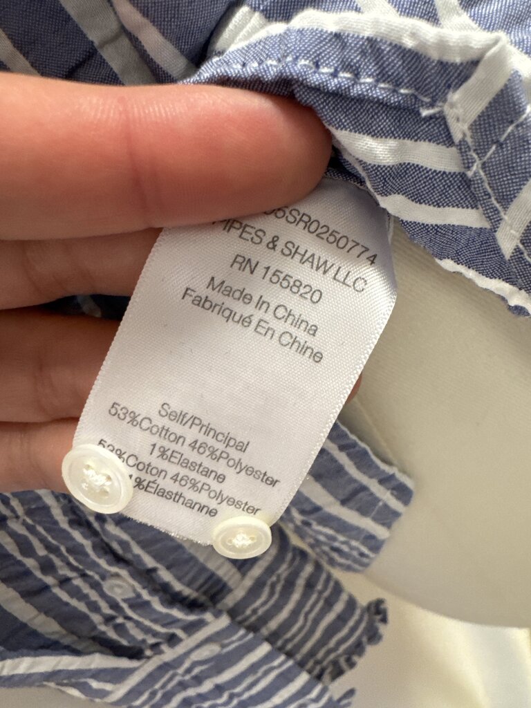 Veronica Beard Blue Striped Button Up