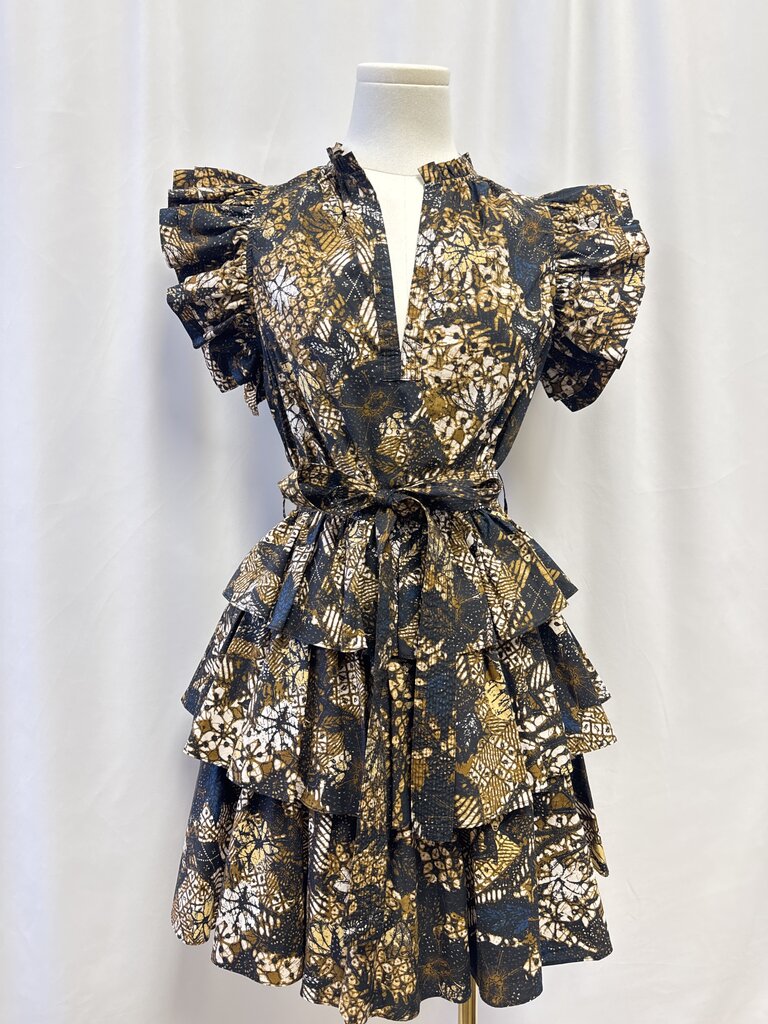 Ulla Johson Brown Multi Ruffle Mini Dress