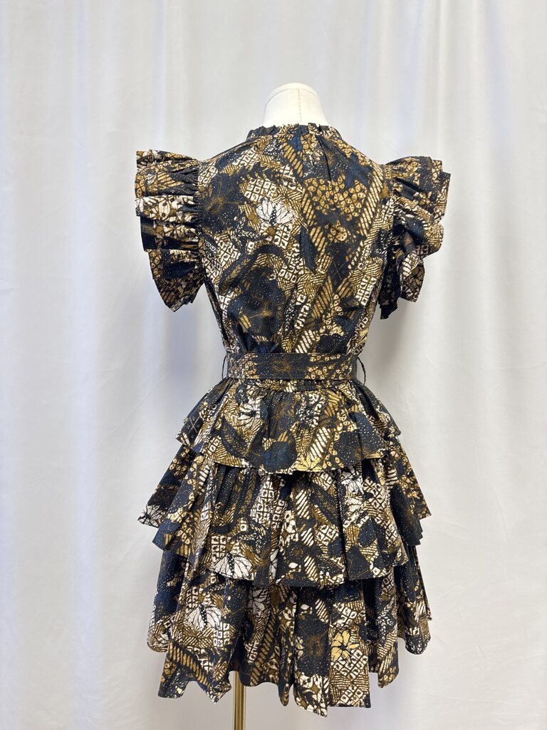 Ulla Johson Brown Multi Ruffle Mini Dress