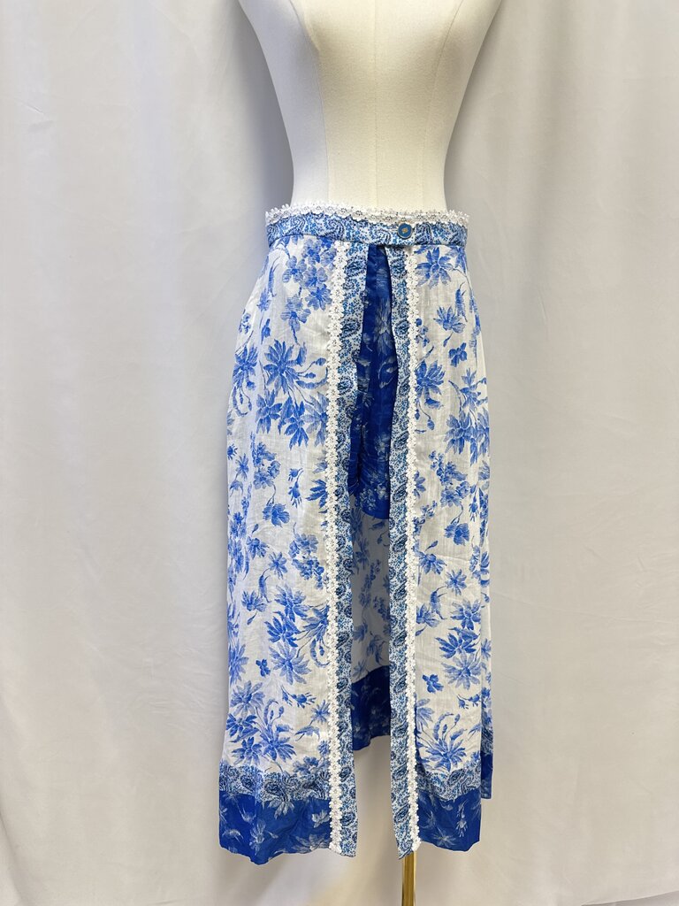 Sandro Blue Printed Short w/ Skirt Overlay