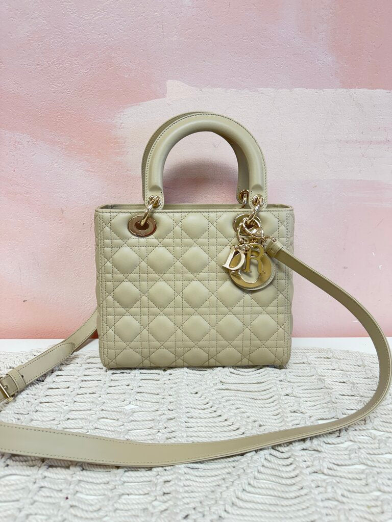 Dior Sand Lady Dior Medium Shoulder Bag w/Box (In Stores for $6700)