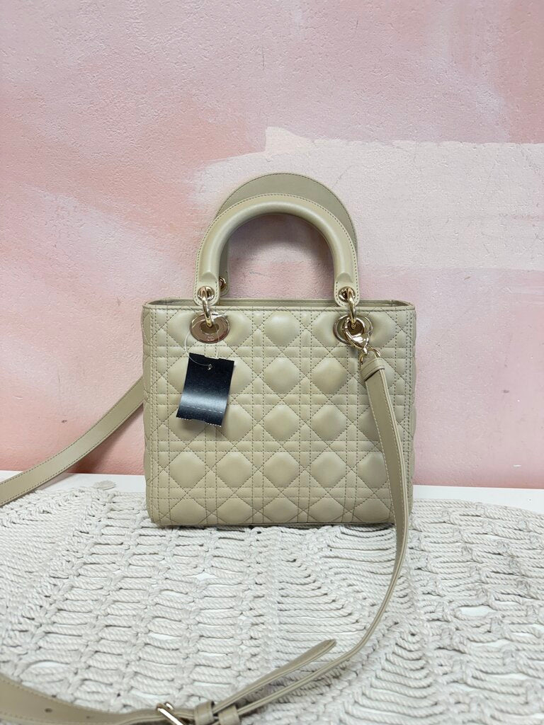 Dior Sand Lady Dior Medium Shoulder Bag w/Box (In Stores for $6700)